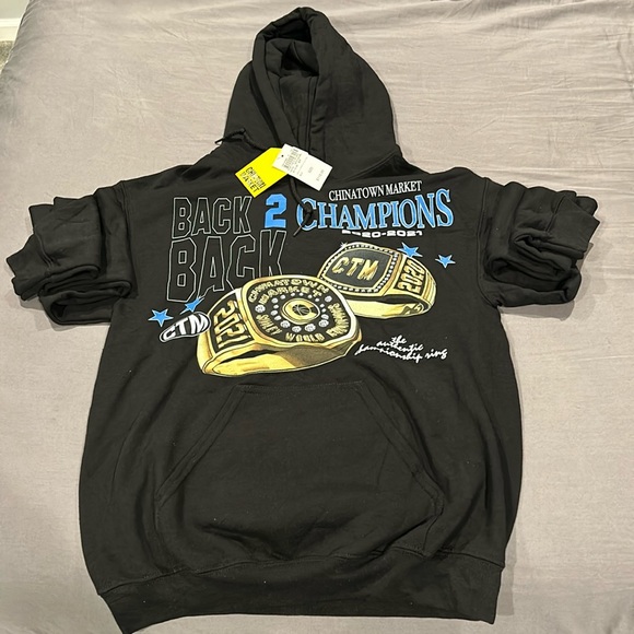 Chinatown Market Championship Rings 2021 Back to Back Black Hoodie Size S BNWT - Picture 1 of 5